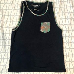 Navy Blue w/ Floral Print Tank Top